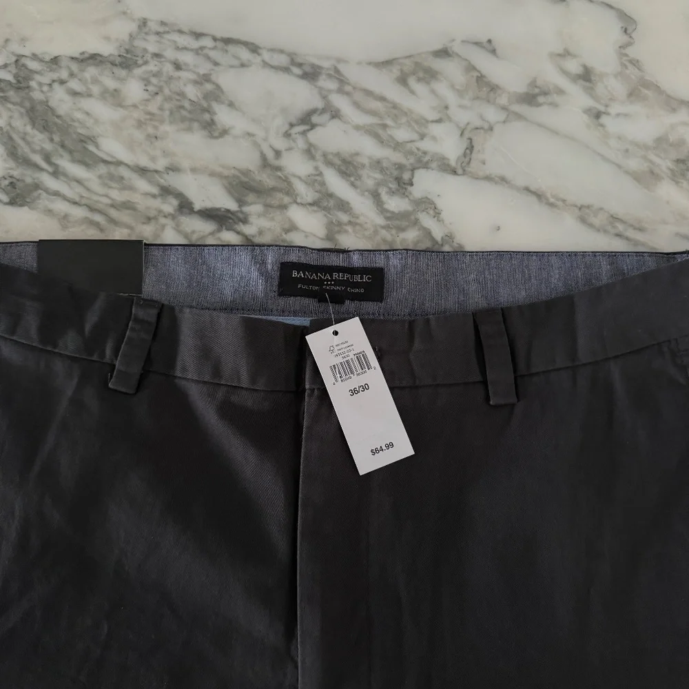 Banana‎ Republic Men's Casual 100% Cotton Black Pants, Size 36
